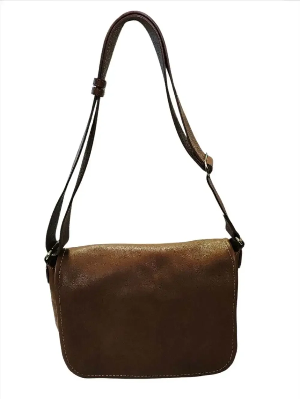 Tsuchiya Kaban Tone Oil Nume Medium Shoulder Bag in Brown Leather
